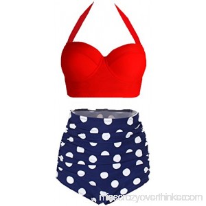 Aoracci Womens Retro Vintage Polka Underwire High Waisted Swimsuit Bathing Suits Bikini Red+blue B078RKJBP5